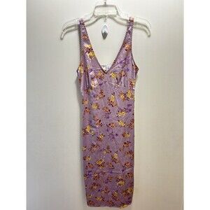 Hippie Rose Women’s  XS Purple Floral Satin Slip Dress Y2K 90s Midi Fairycore